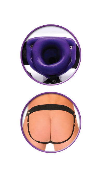 Vibrating Hollow Strap On - Purple