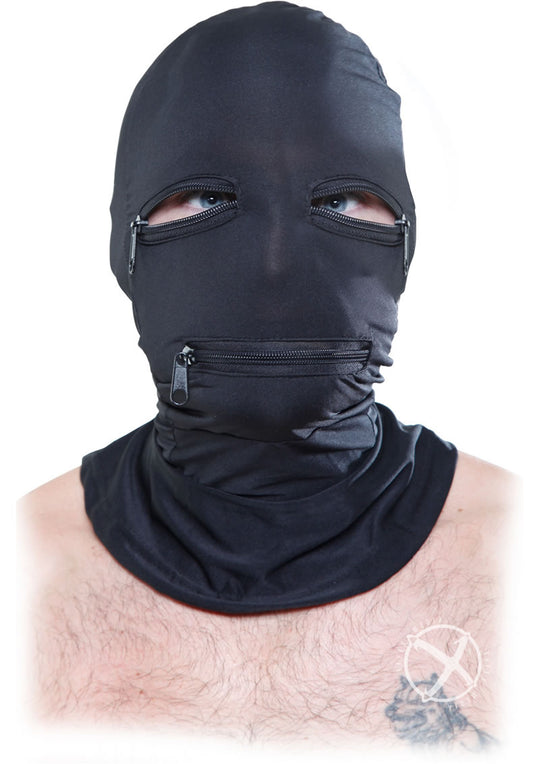 Black Zipper Face Hood
