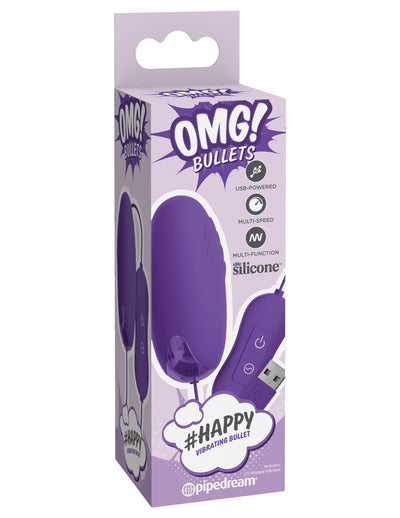 OMG! Bullets #Happy USB Vibrating Bullet - Purple