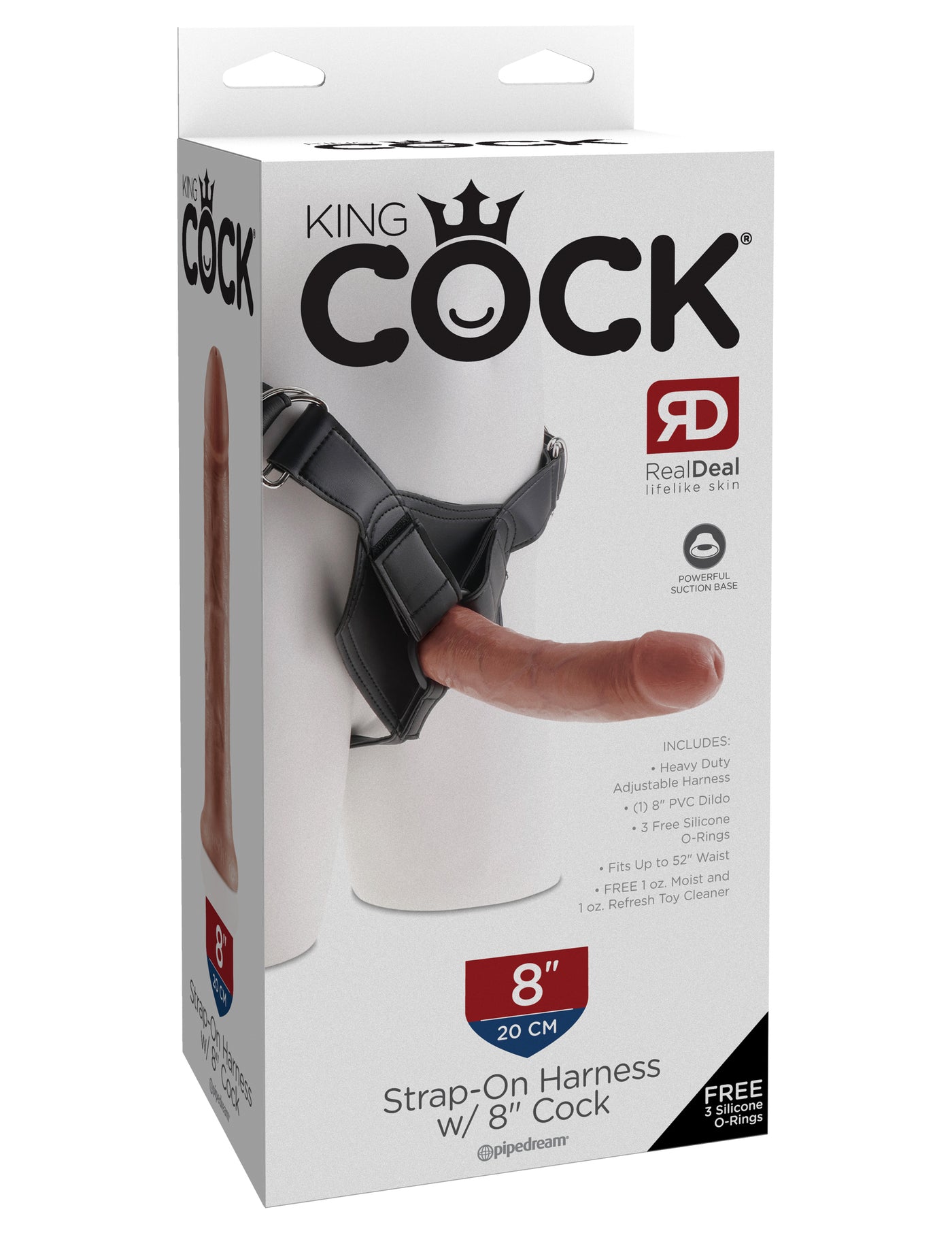 King Cock Strap on Harness with 8" Cock - Tan