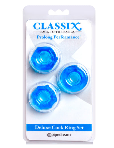 Classix Deluxe Cock Ring Set - Blue