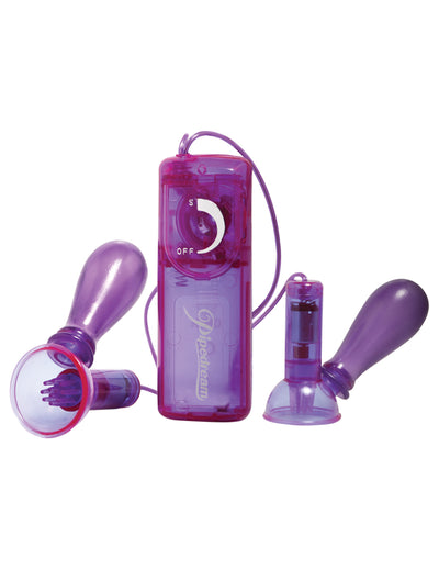 Fetish Fantasy Series Vibrating Nipple Pumps - Purple