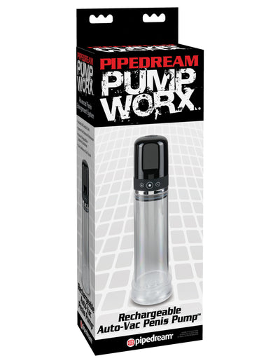 Pump Worx Rechargeable Auto-Vac Penis Pump - Clear/Black