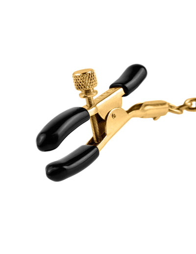 Fetish Fantasy Gold Chain Nipple Clamps - Gold/Black