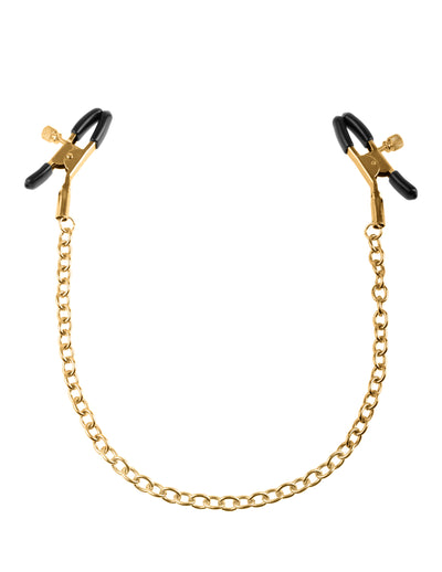 Fetish Fantasy Gold Chain Nipple Clamps - Gold/Black