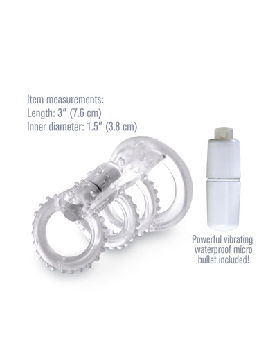 Fantasy X-tensions Vibrating Cock Cage - Clear/White