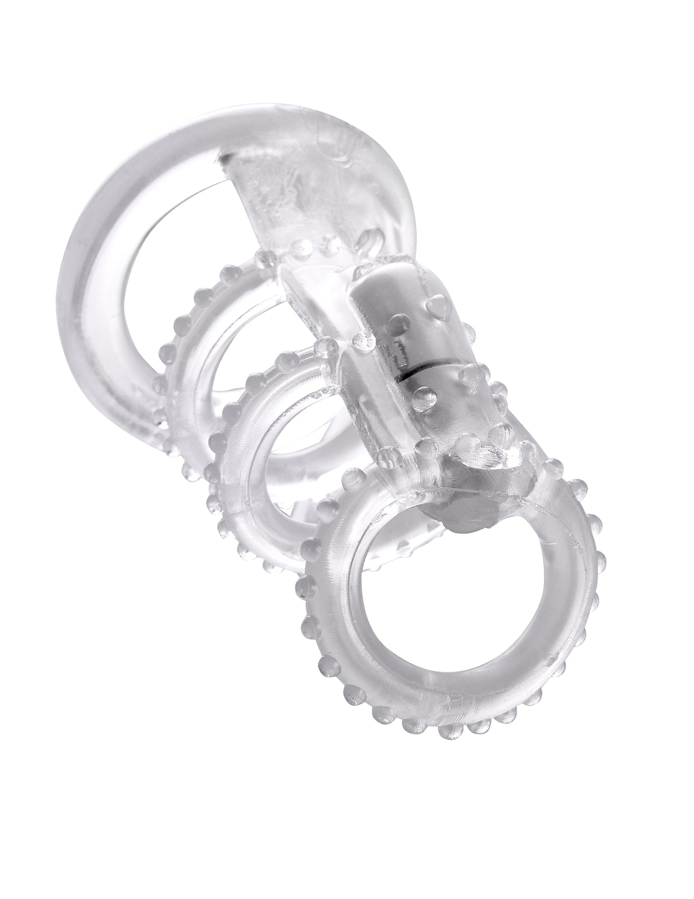 Fantasy X-tensions Vibrating Cock Cage - Clear/White