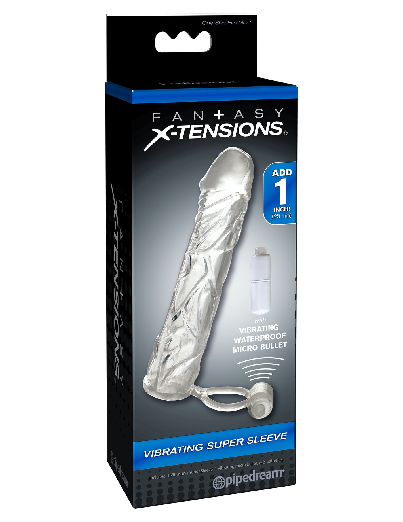 Fantasy X-tensions Vibrating Super Sleeve - Clear/White