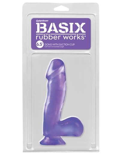 Basix Rubber Works 6.5" Dong with Suction Cup - Purple