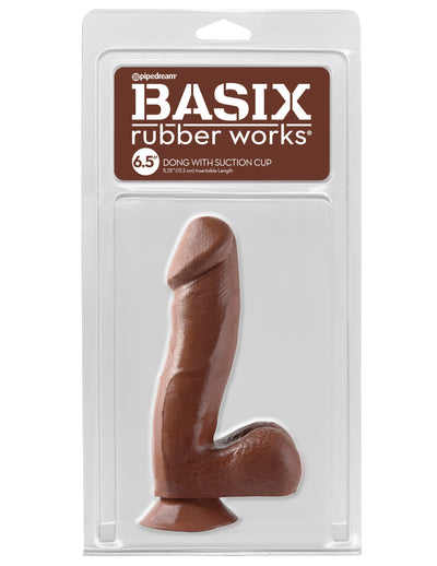 Basix Rubber Works 6.5" Dong with Suction Cup - Brown