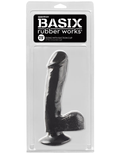 Basix Rubber Works 7.5" Dong with Suction Cup - Black