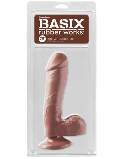 Basix Rubber Works 7.5" Dong with Suction Cup - Brown