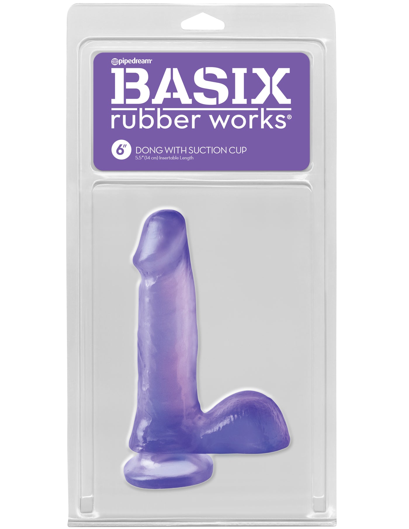 Basix Rubber Works 6" Dong with Suction Cup - Purple