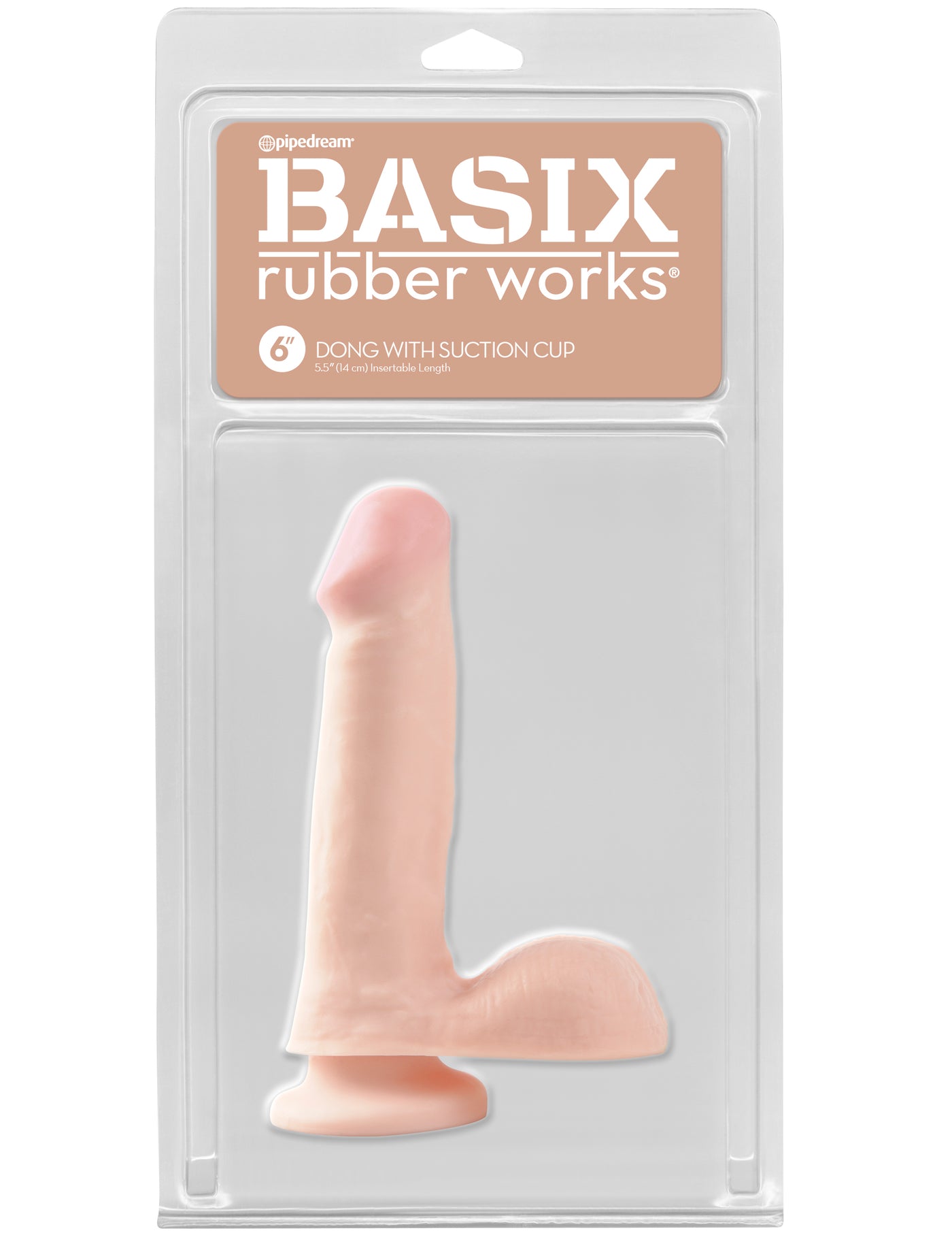 Basix Rubber Works 6" Dong with Suction Cup - Light