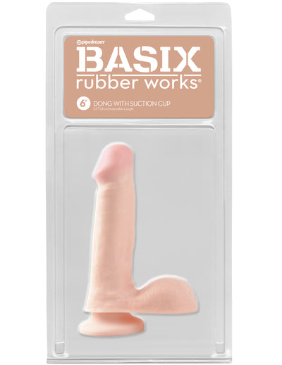 Basix Rubber Works 6" Dong with Suction Cup - Light