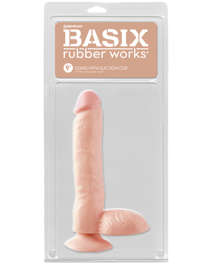 Basix Rubber Works 9" Dong with Suction Cup - Light