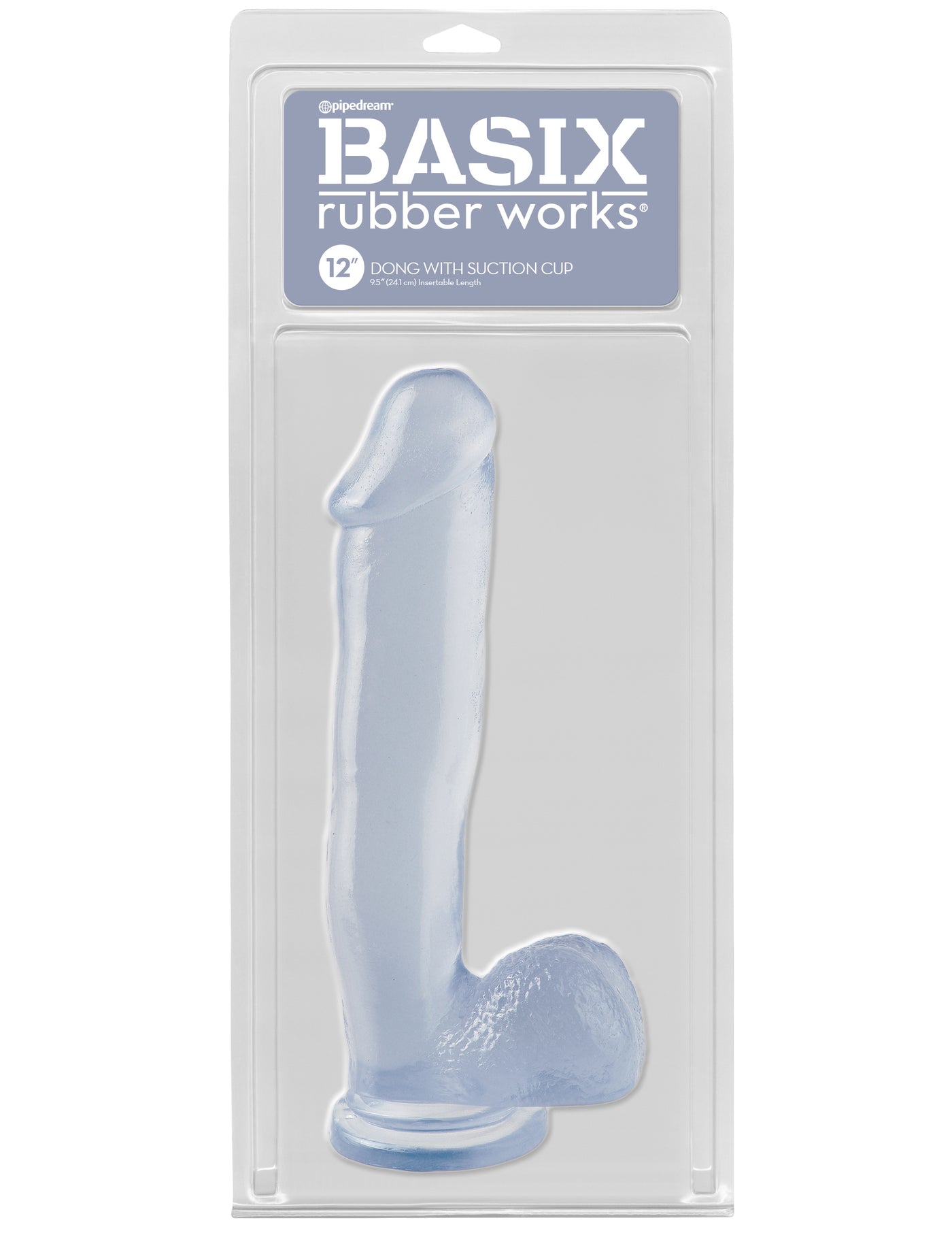 Basix Rubber Works 12" Dong with Suction Cup - Clear