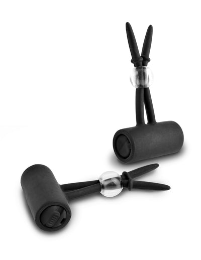 Fetish Fantasy Series Limited Edition Vibrating Silicone Nipple Lassos - Black