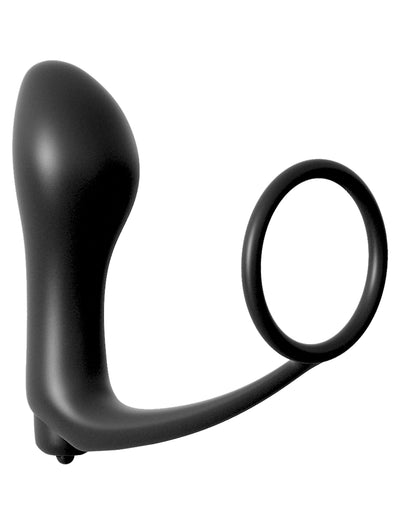 Anal Fantasy Collection Ass-Gasm Cockring Vibrating Plug - Black