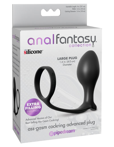 Anal Fantasy Collection Ass-Gasm Cock Ring Advanced Plug - Black