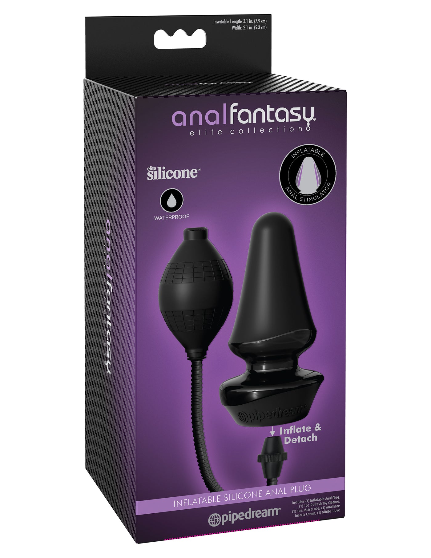 Anal Fantasy Elite Inflatable Silicone Butt Plug - Black