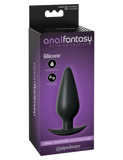 Anal Fantasy Elite Small Weighted Silicone Plug - Black