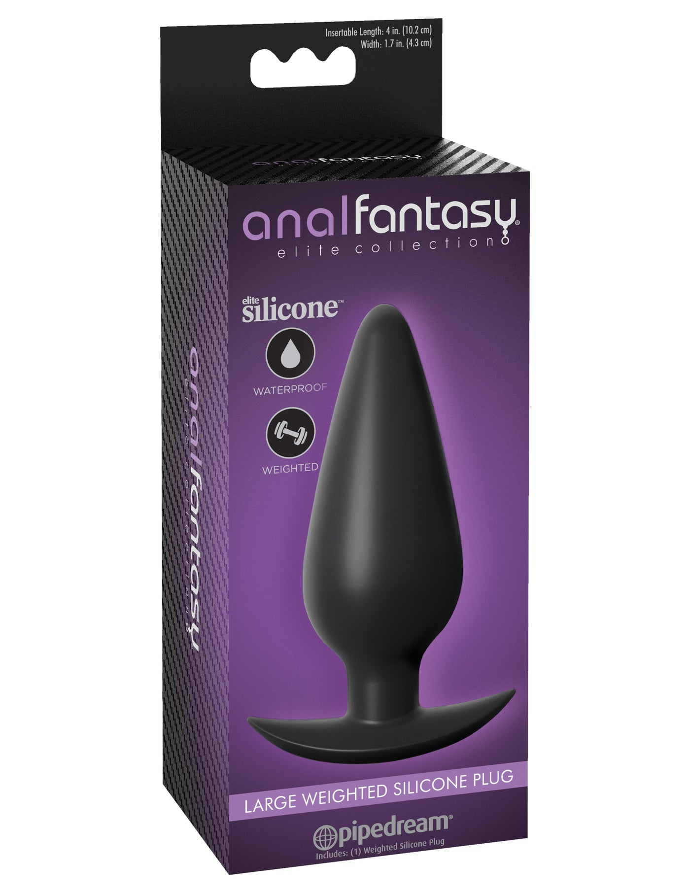 Anal Fantasy Elite Large Weighted Silicone Plug - Black