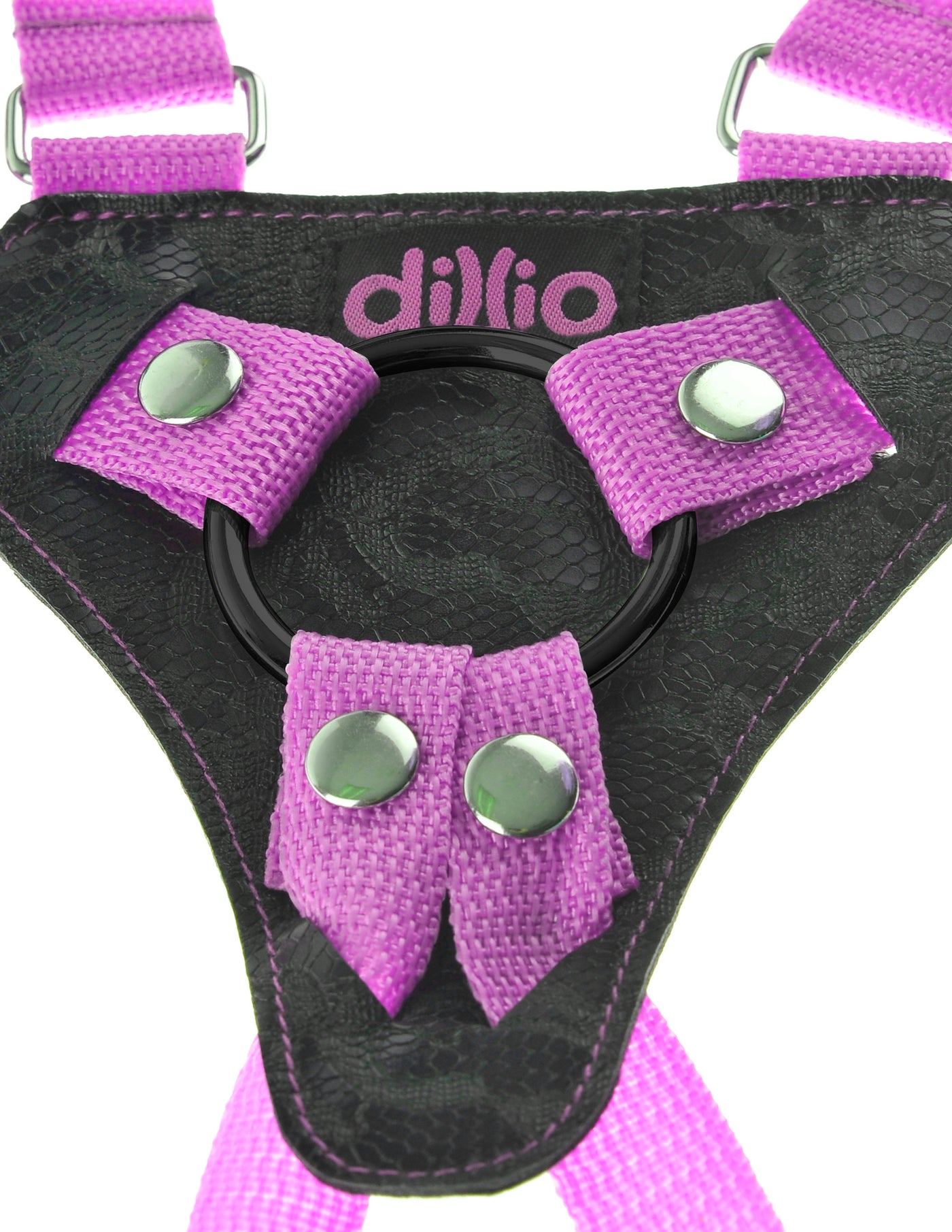 Dillio 7" Strap-On Suspender Harness Set - Pink/Black