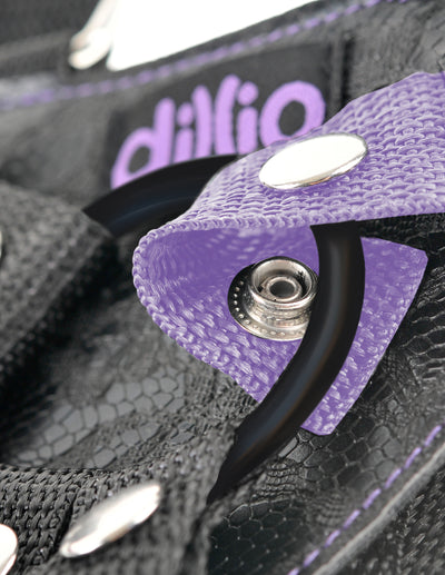 Dillio 7" Strap-On Suspender Harness Set - Purple/Black