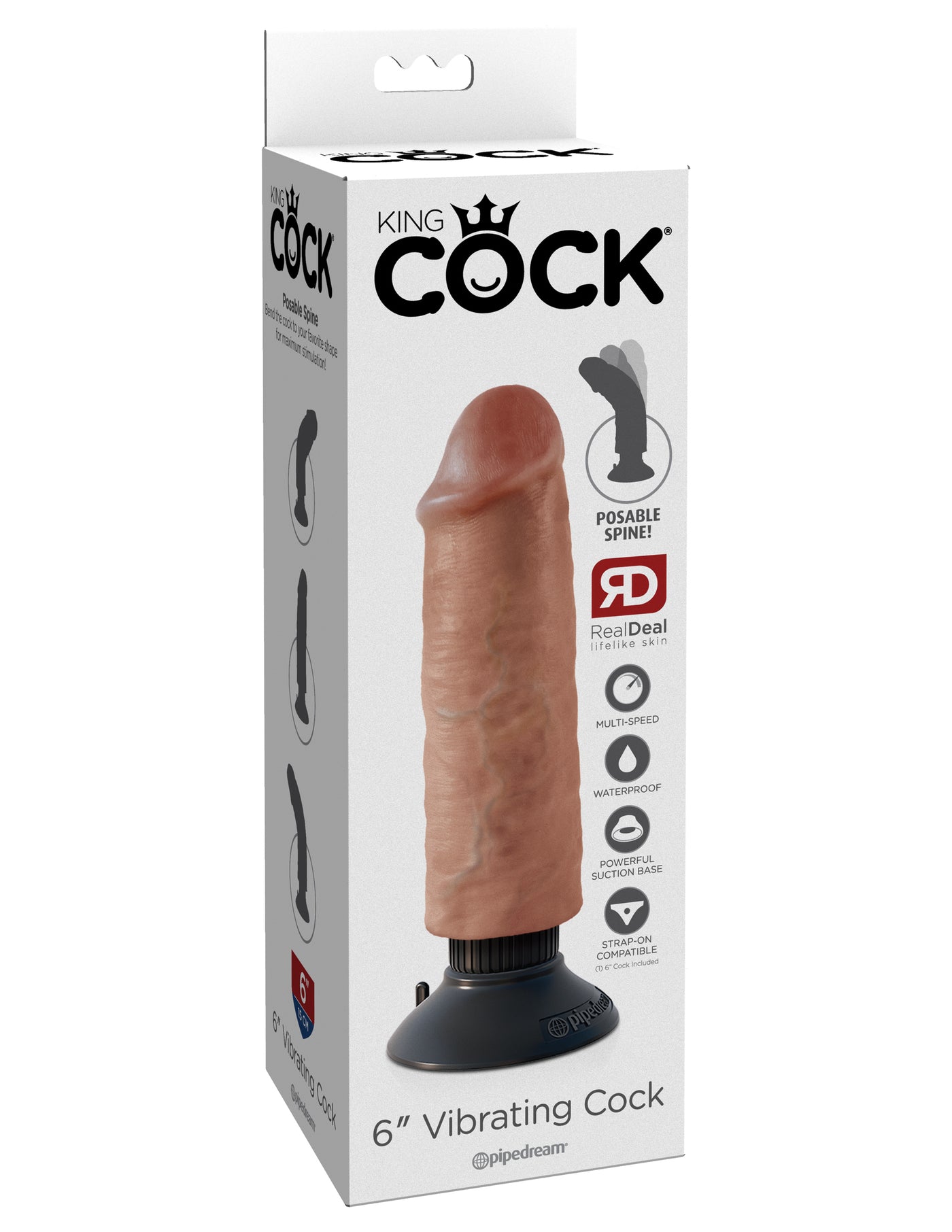 King Cock 6" Vibrating Cock - Tan