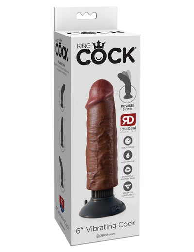 King Cock 6" Vibrating Cock - Brown