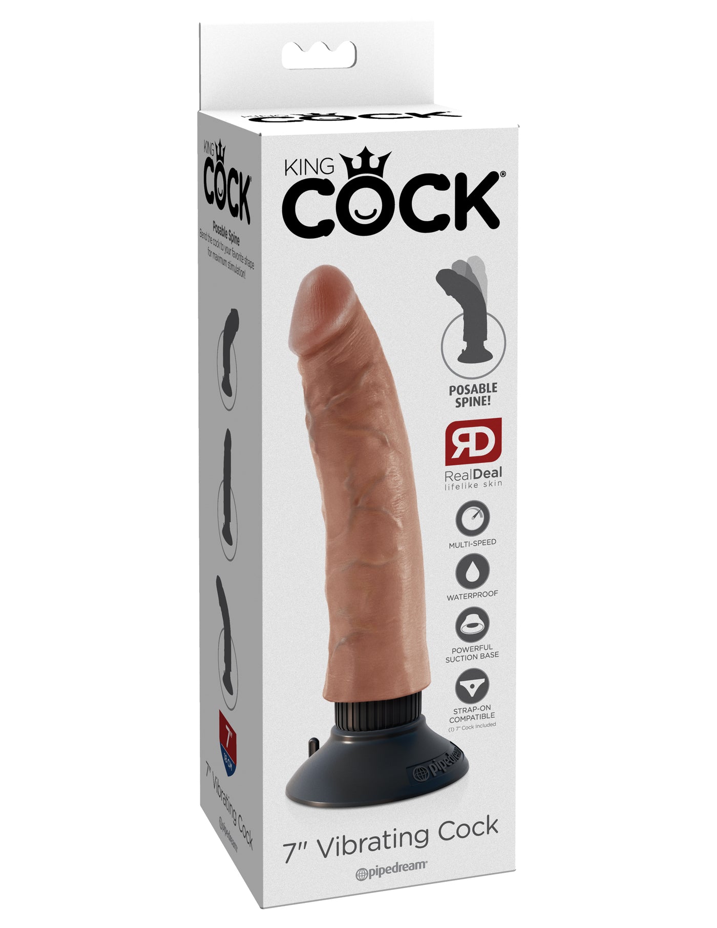 King Cock 7" Vibrating Cock - Tan