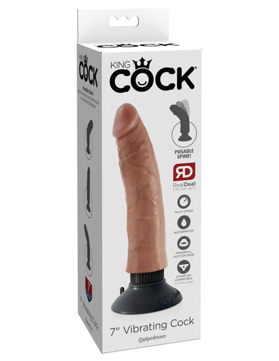 King Cock 7" Vibrating Cock - Tan