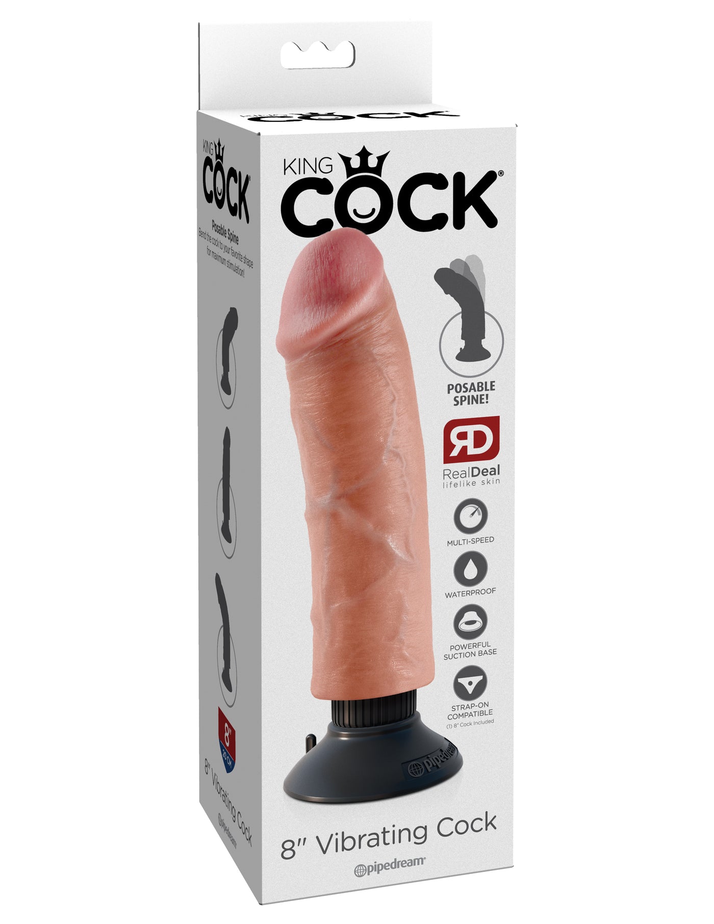 King Cock 8" Vibrating Cock - Light