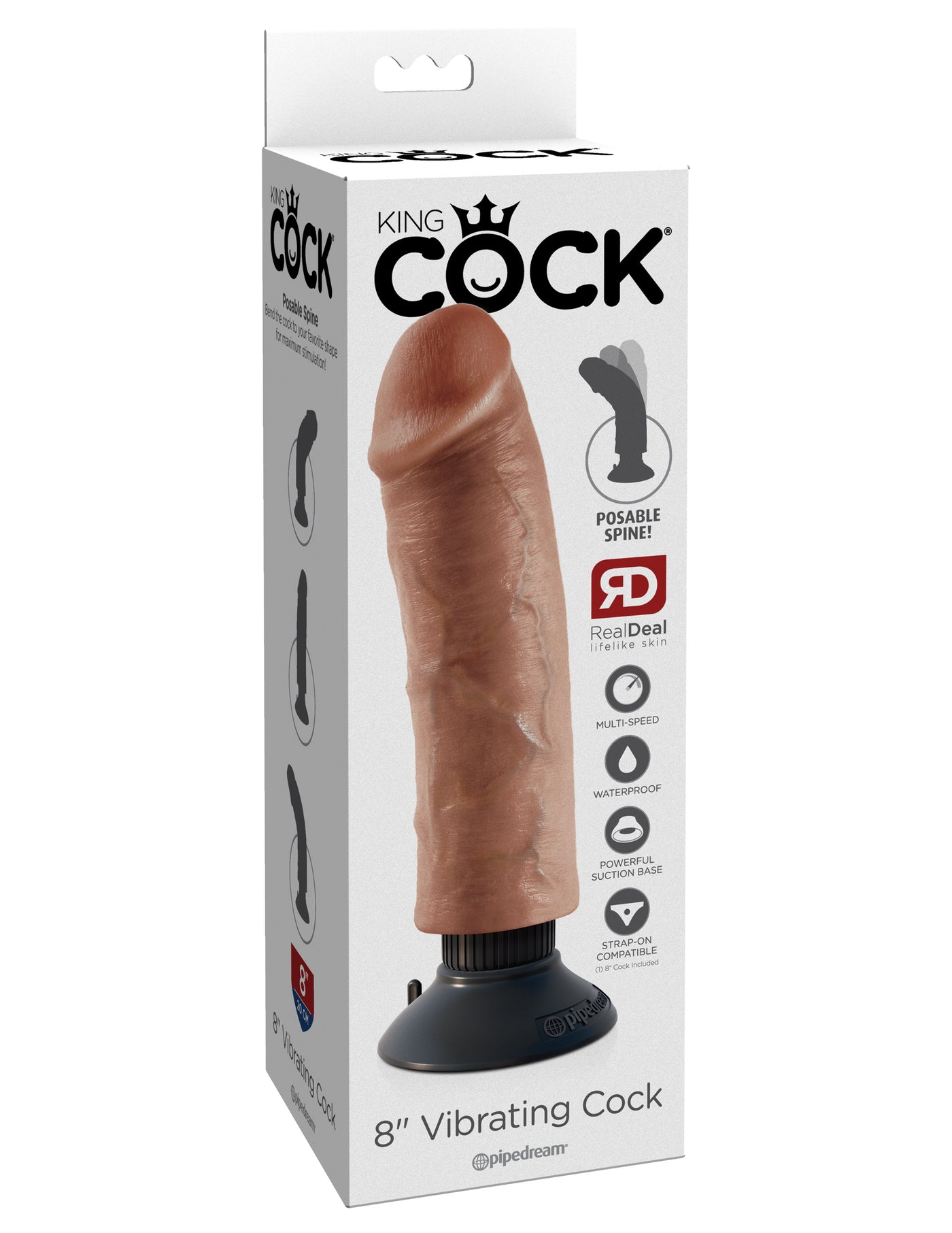 King Cock 8" Vibrating Cock - Tan