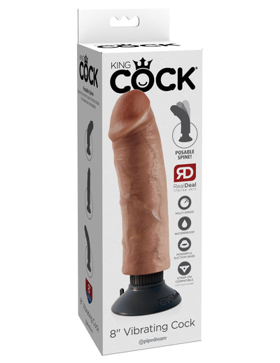 King Cock 8" Vibrating Cock - Tan