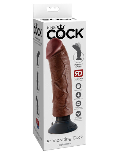 King Cock 8" Vibrating Cock - Brown