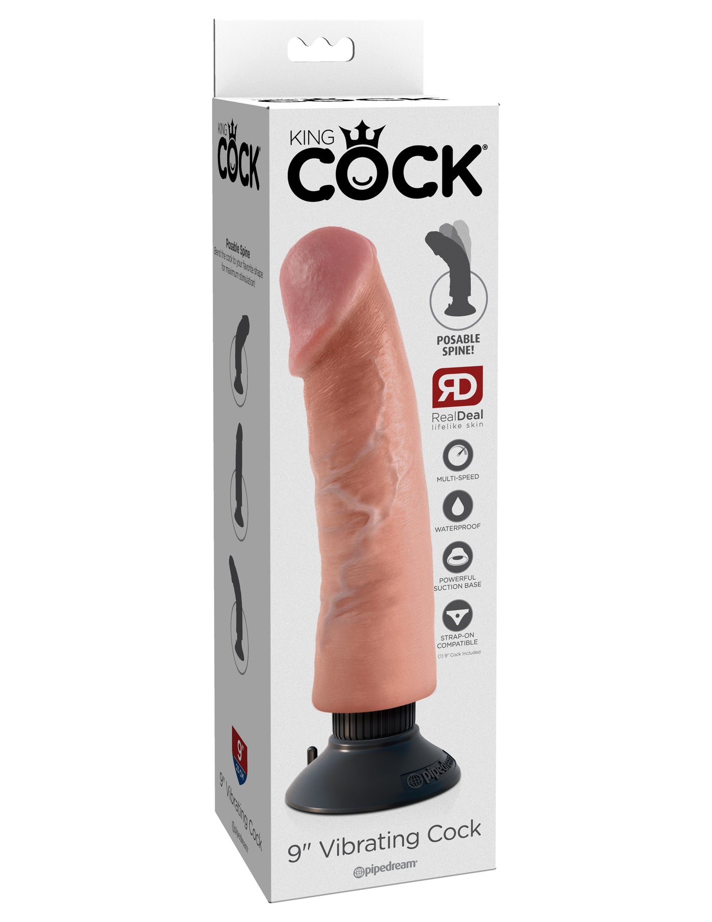 King Cock 9" Vibrating Cock - Light