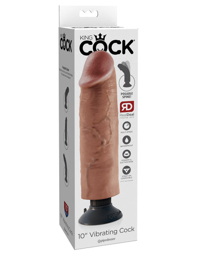 King Cock 10" Vibrating Cock - Tan