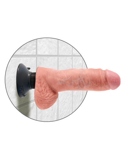 King Cock 8" Vibrating Cock with Balls - Light