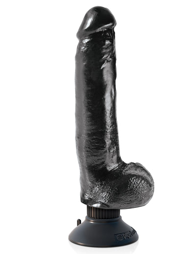 King Cock 9" Vibrating Cock with Balls - Black