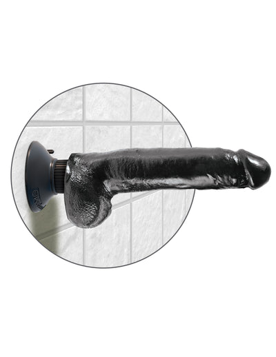 King Cock 9" Vibrating Cock with Balls - Black