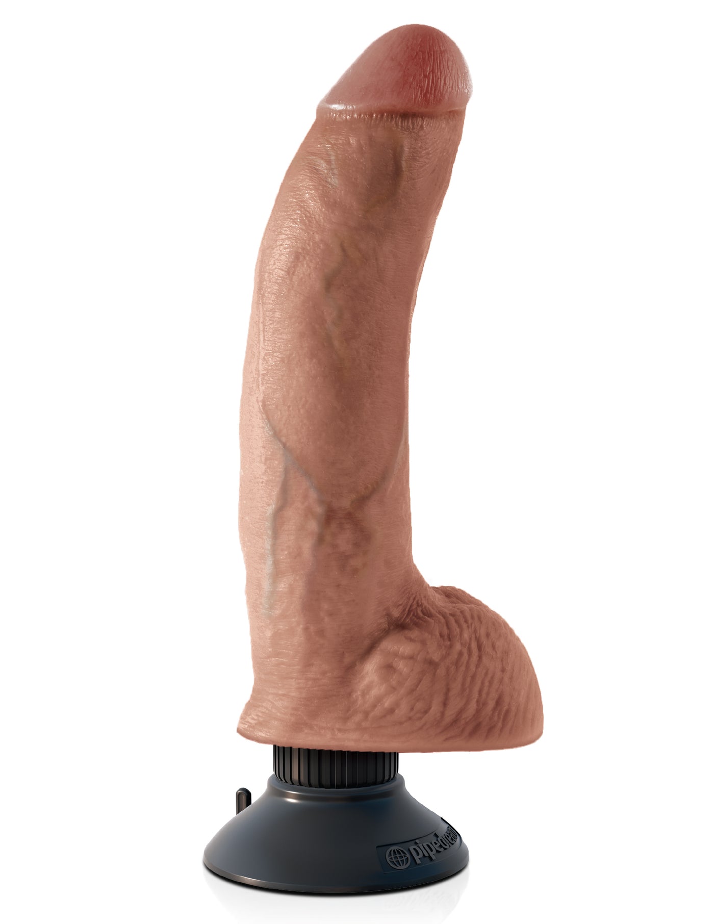 King Cock 9" Vibrating Cock with Balls - Tan