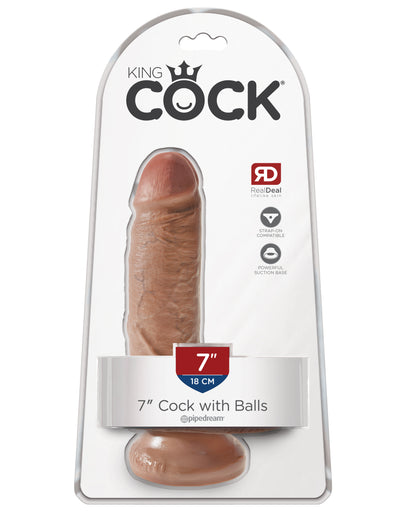 King Cock 7" Cock with Balls - Tan