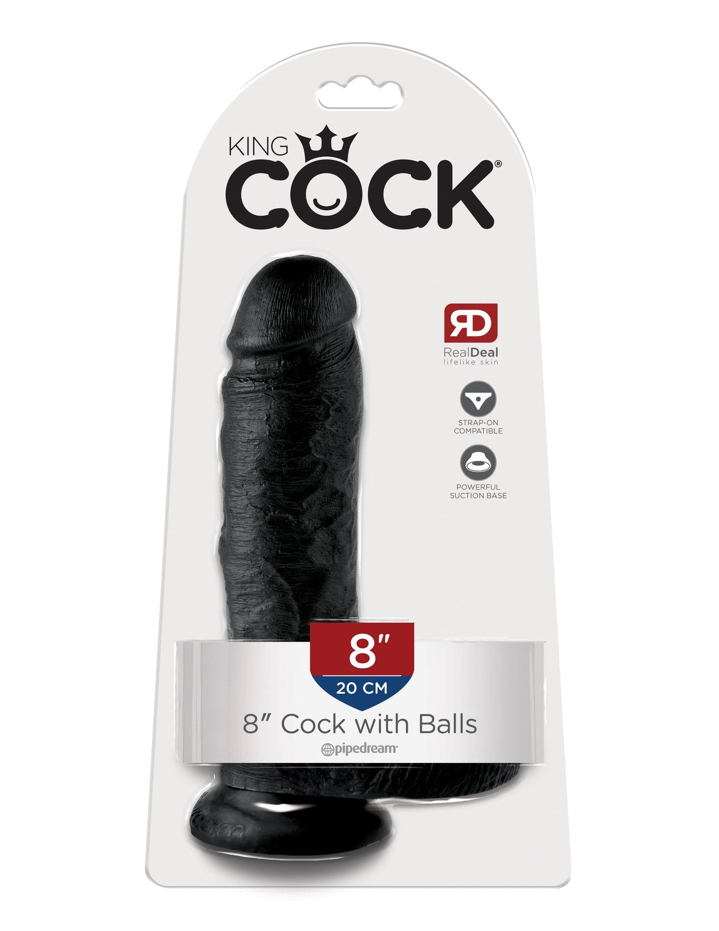 King Cock 8" Cock with Balls - Black