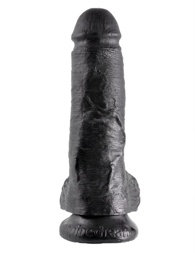 King Cock 8" Cock with Balls - Black