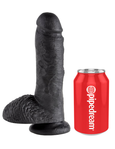 King Cock 8" Cock with Balls - Black