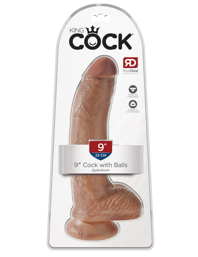 King Cock 9" Cock with Balls - Tan