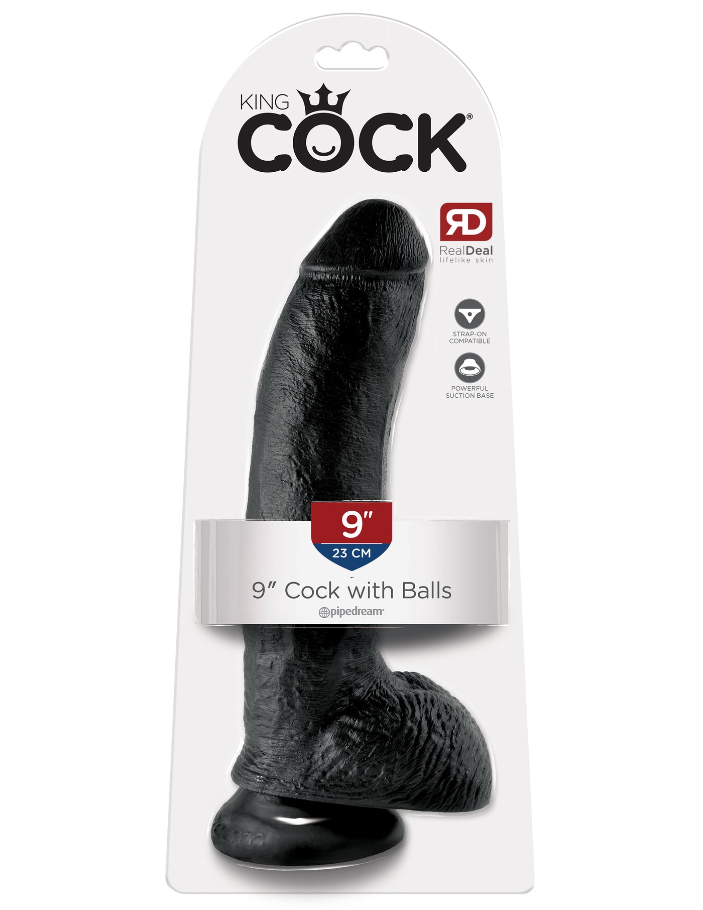 King Cock 9" Cock with Balls - Black