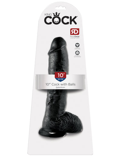 King Cock 10" Cock with Balls - Black